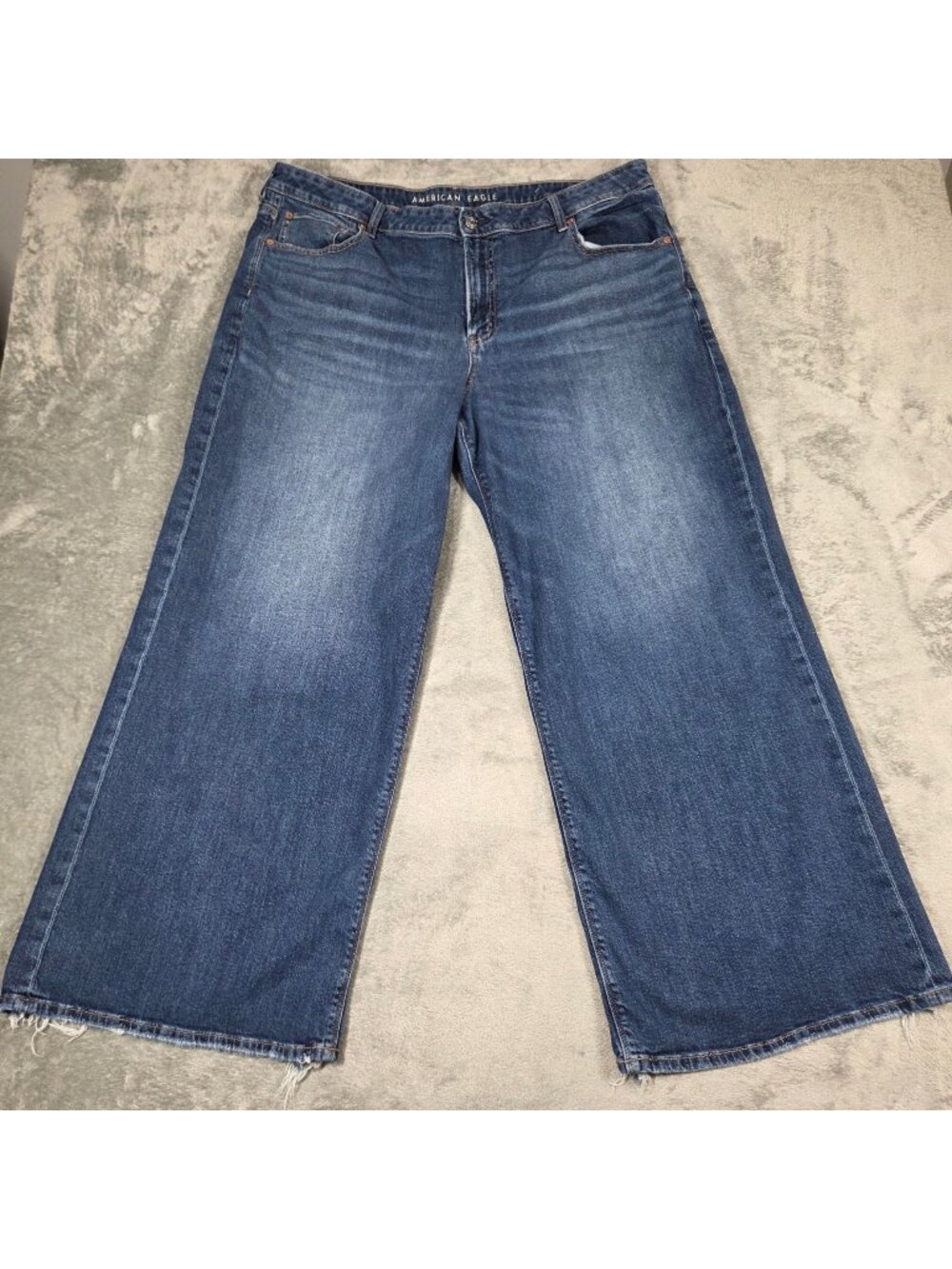 American Eagle Jeans 20 Blue Low Rise Baggy Wide Leg Stretch Denim